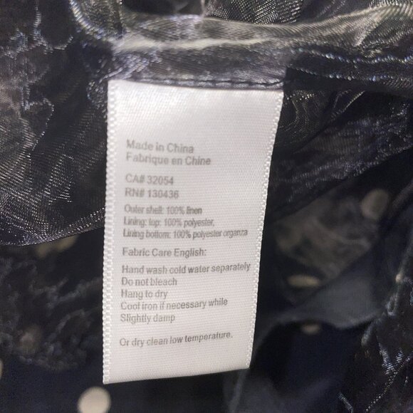 Lilly's Closet Linen A-Line Dress Navy Blue White Polka Dots Cap Sleeve Sz 2 - Picture 8 of 10